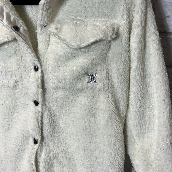 NWT Hurley Lurex Sherpa Shacket | marshmellow | size large - Picture 3 of 7